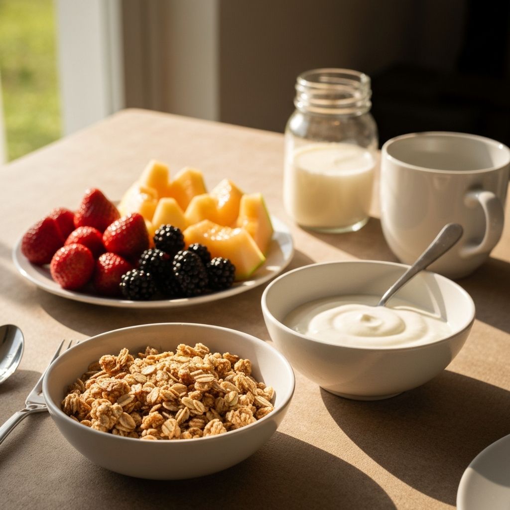 Petit déjeuner quotidien avec fruits frais